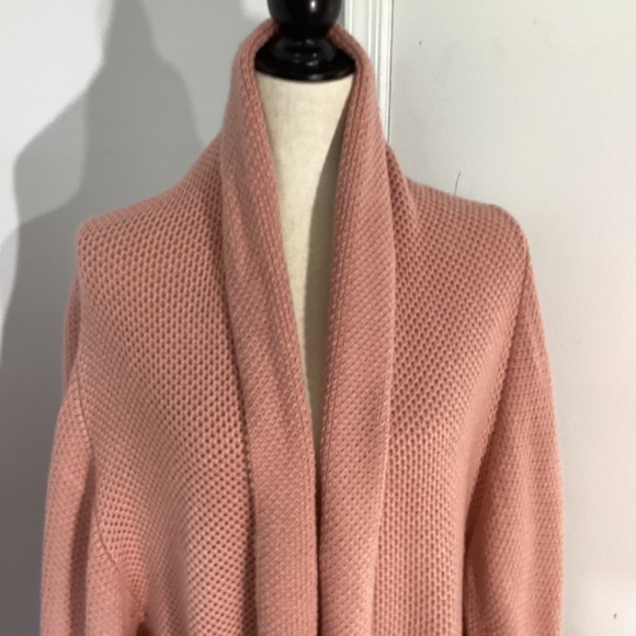 WOMAN REGULAR LARGE LIGHT PINK KNIT CARDIGAN OPEN FRONT COTTON BLEND CASUAL - Picture 8 of 10